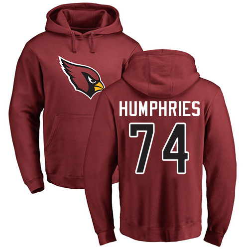 Arizona Cardinals Men Maroon D.J. Humphries Name And Number Logo NFL Football #74 Pullover Hoodie Sweatshirts